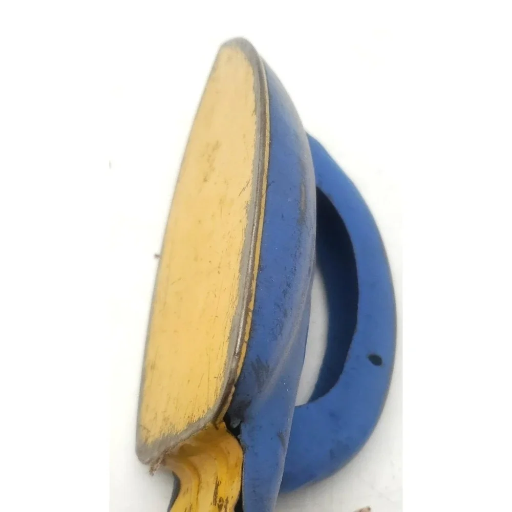 Vintage Mid Century Modern Painted Tin Toy Blue Iron Pretend Play Childrens‎ Toy